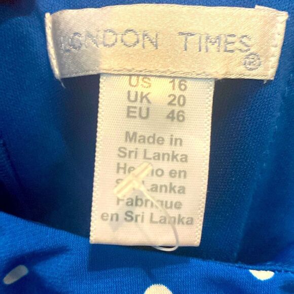 Like New London Times Cobalt Blue White Polka Dot Cropped Jumpsuit - Picture 3 of 8